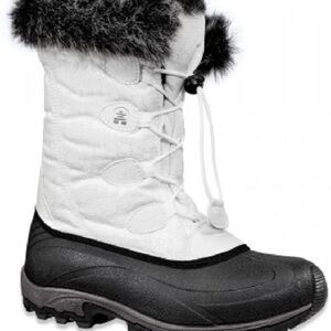 White and Black Women's Insulated Winter Snow Boot